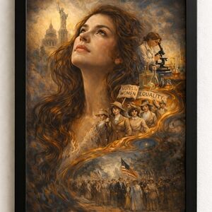 Empowering Women Art Print - Brown and Black Frame In A Glass Front Frame 8x10